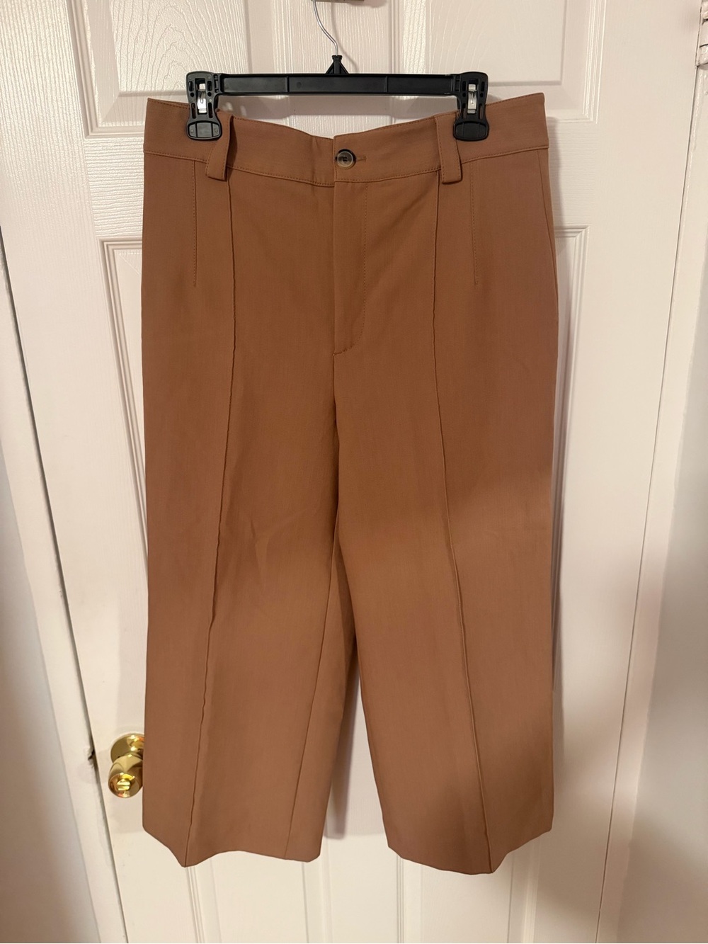 Zara Cropped Wide-Leg Pants in Camel Brown